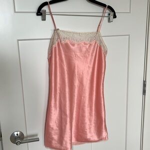 Vintage Victoria's Secret Satin Lace Nightgown Slip Dress in Pink Size Small